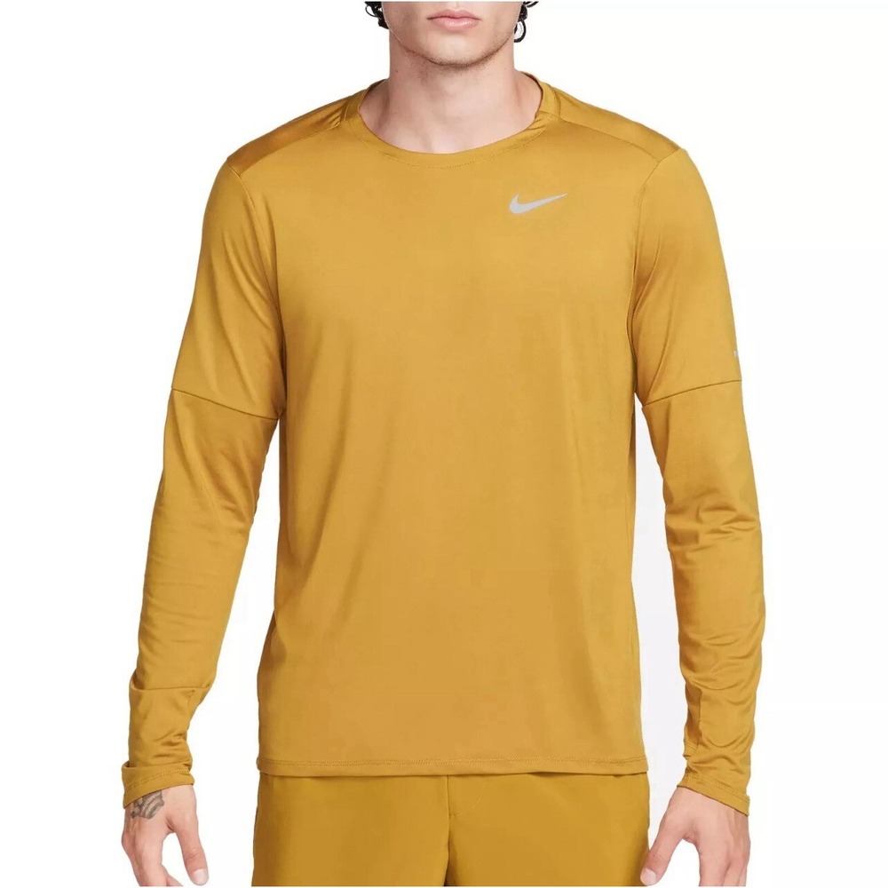 Nike Shirt Dri-Fit Element Running Men's Sz XL Crew‎ Long Sleeve Gold DD4754-716